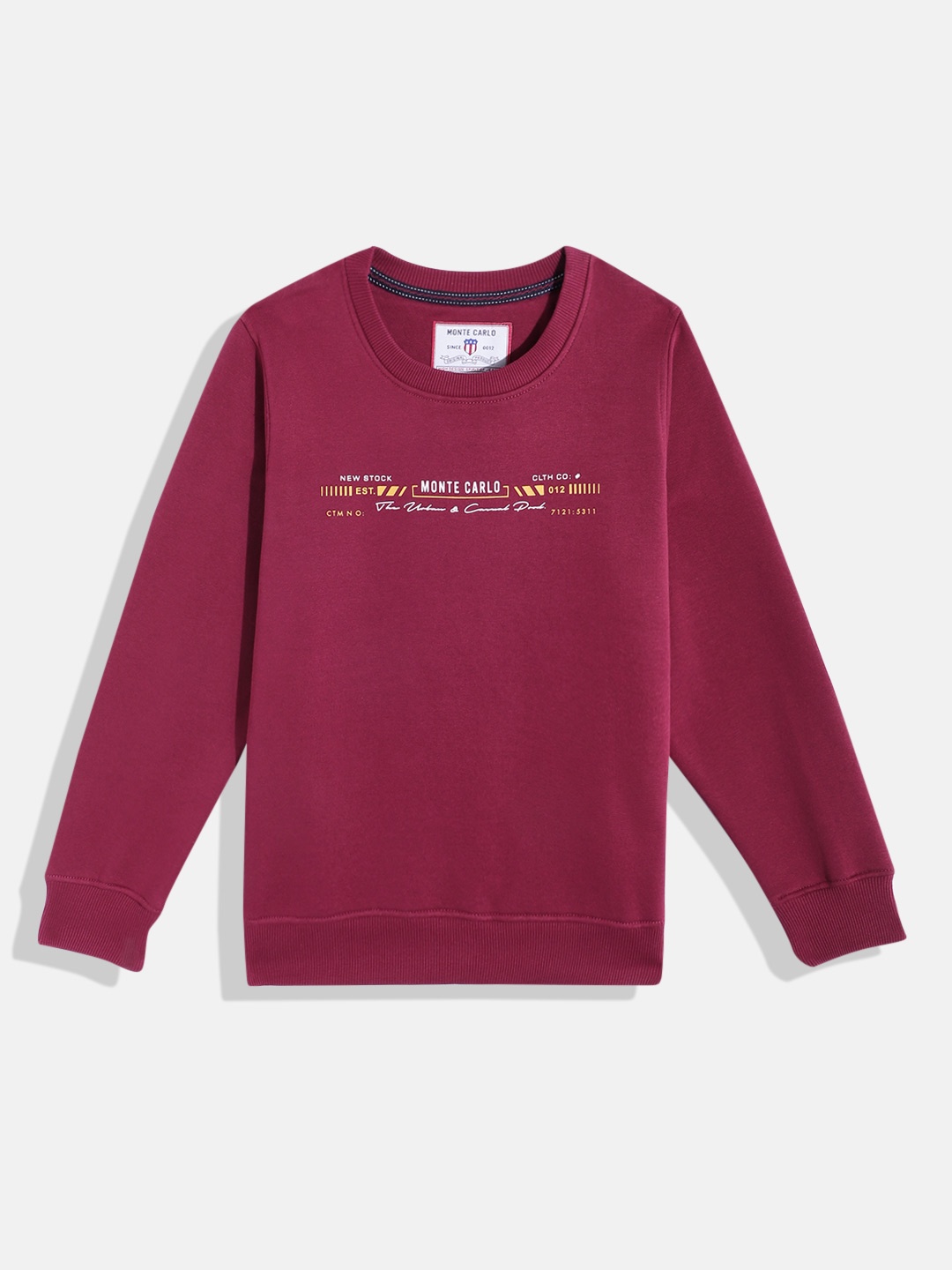 

Monte Carlo Boys Brand Logo Printed Round Neck Sweatshirt, Maroon