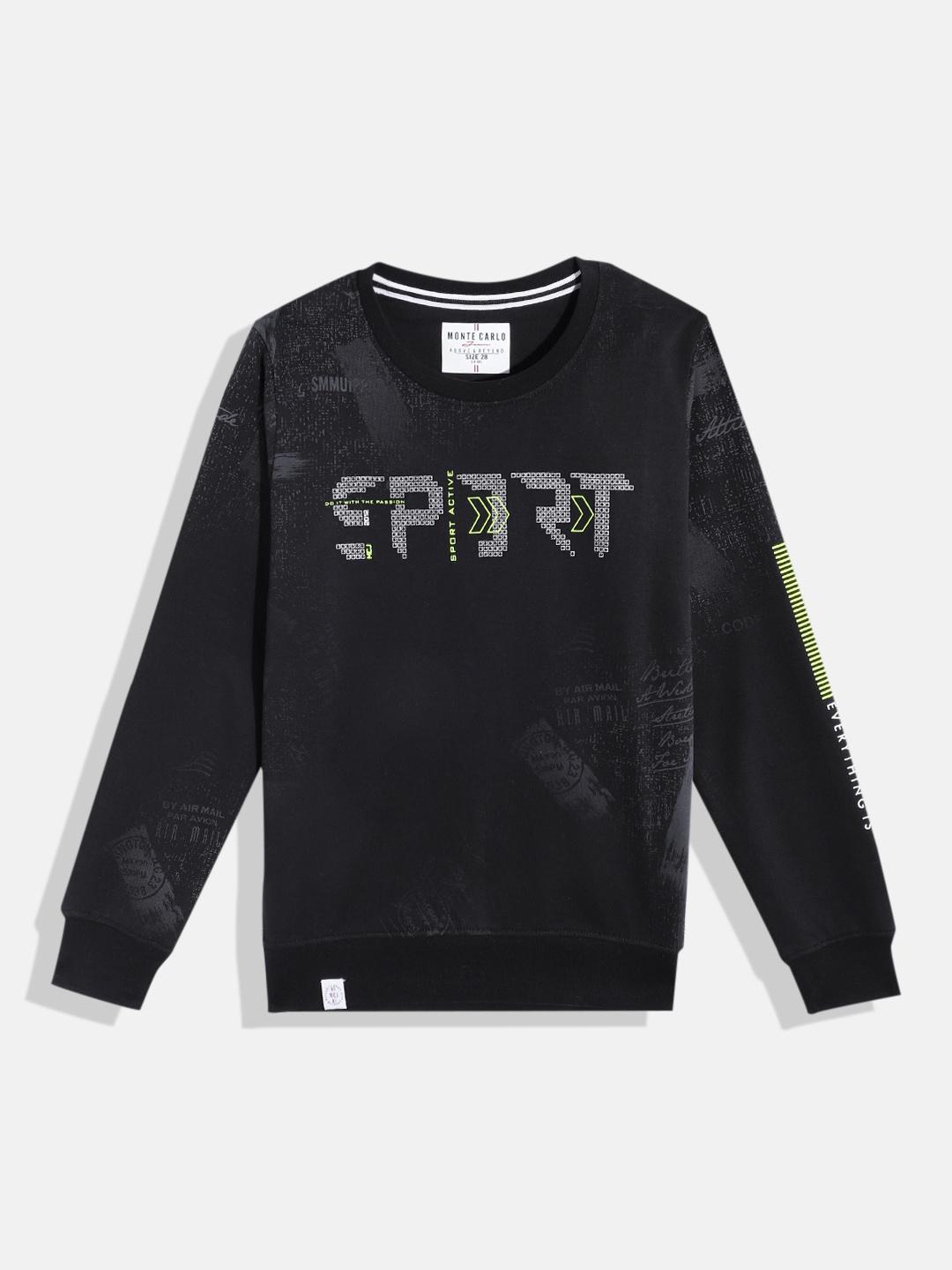 

Monte Carlo Boys Typography Printed Pure Cotton Sweatshirt, Black