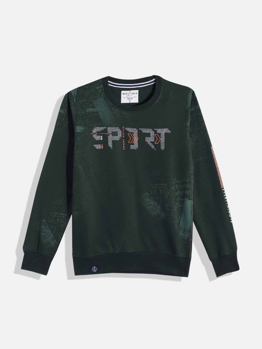 

Monte Carlo Boys Pure Cotton Printed Sweatshirt, Green