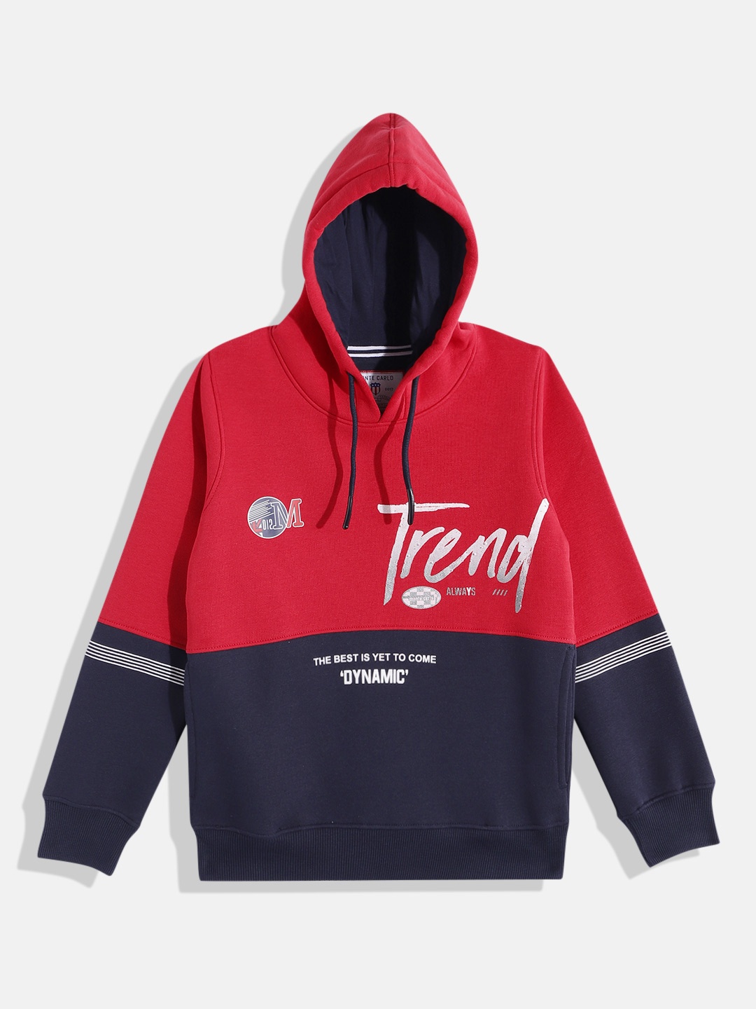 

Monte Carlo Boys Colourblocked & Printed Hooded Sweatshirt, Red