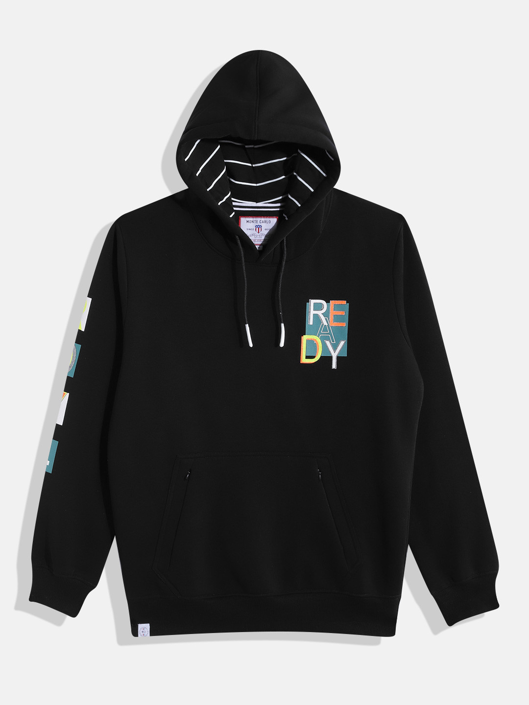 

Monte Carlo Teen Boys Typography Printed Hooded Sweatshirt, Black