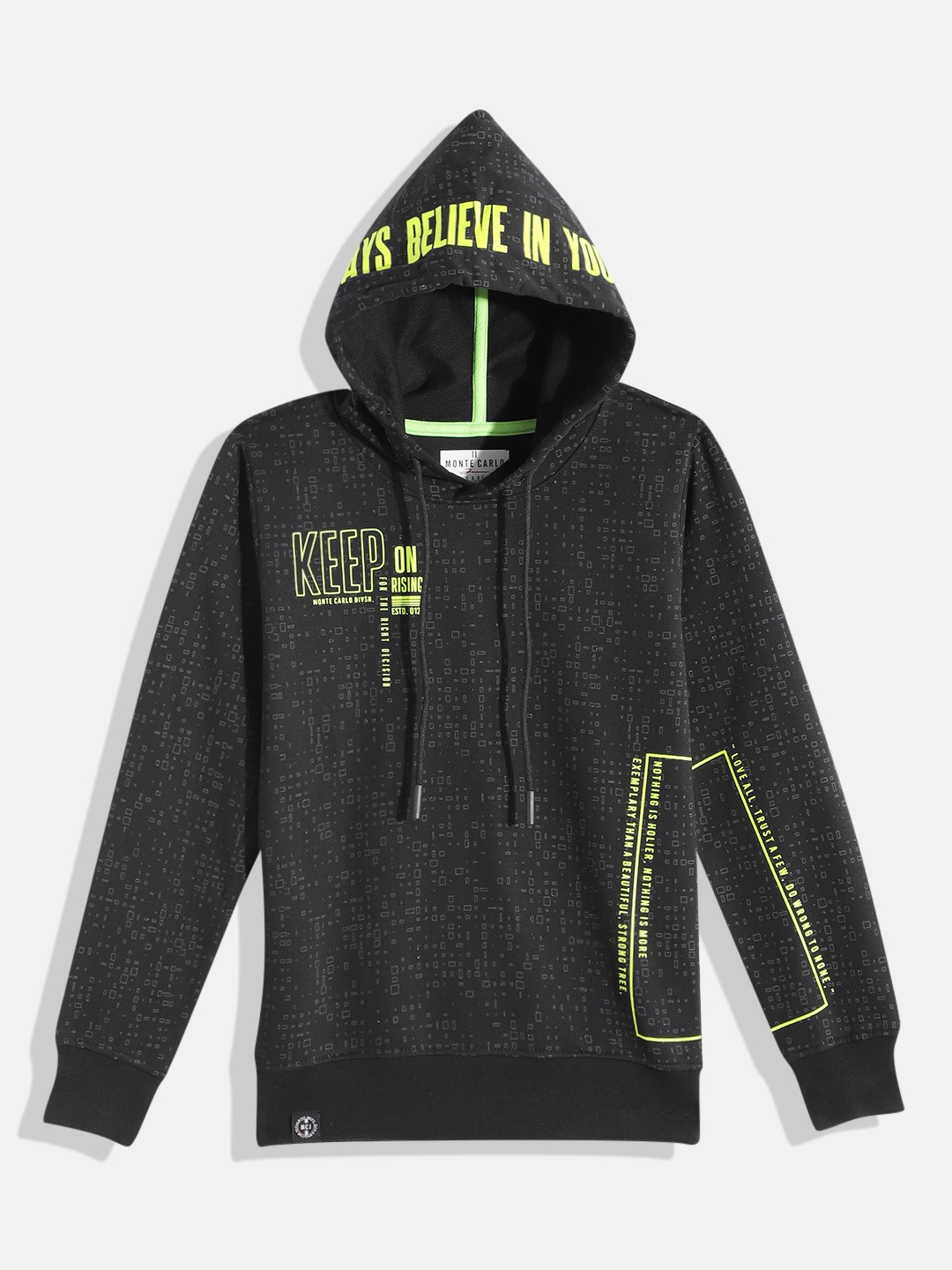 

Monte Carlo Boys Printed Hooded Pure Cotton Sweatshirt, Black