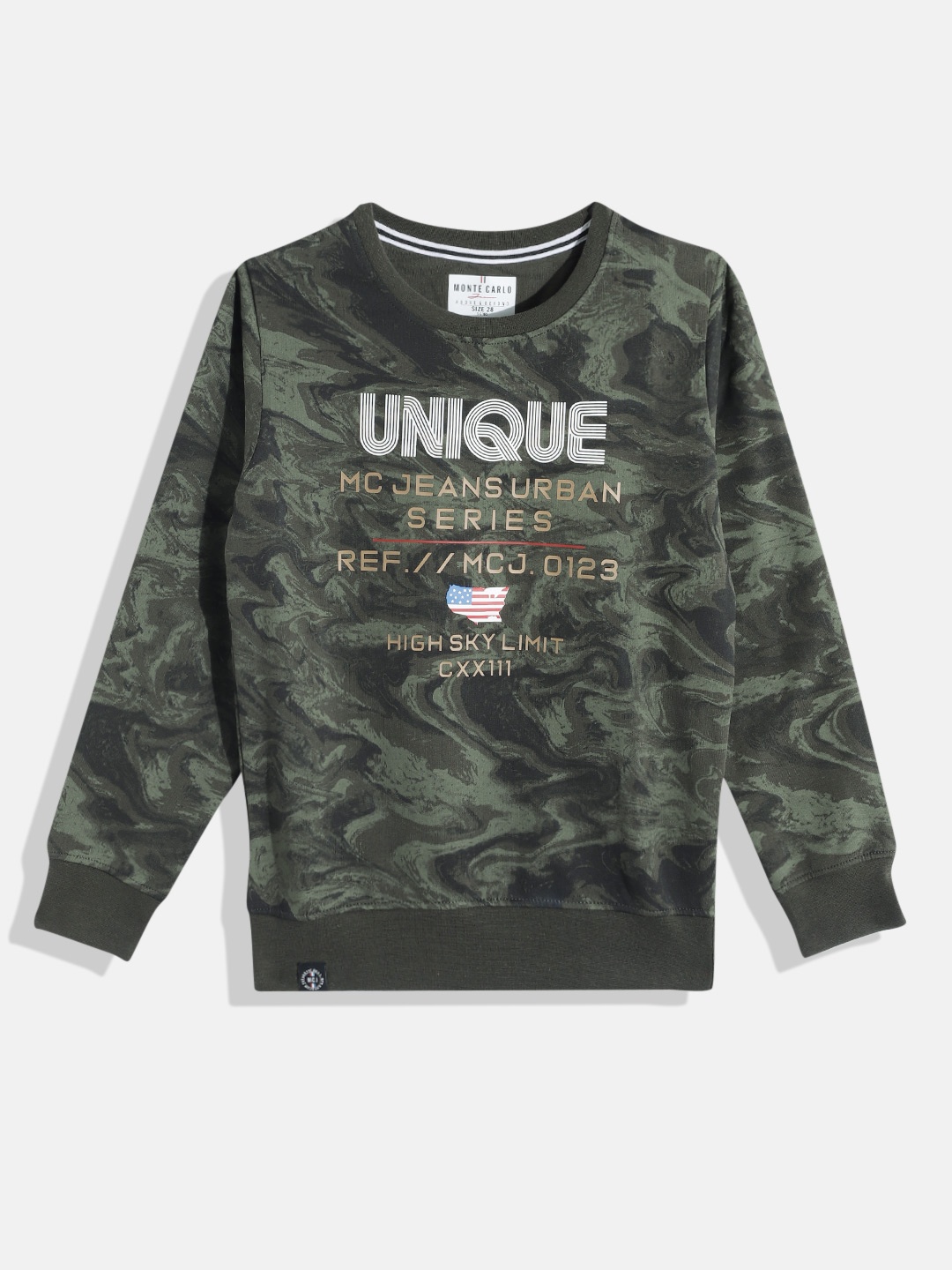 

Monte Carlo Boys Pure Cotton Printed Sweatshirt, Olive