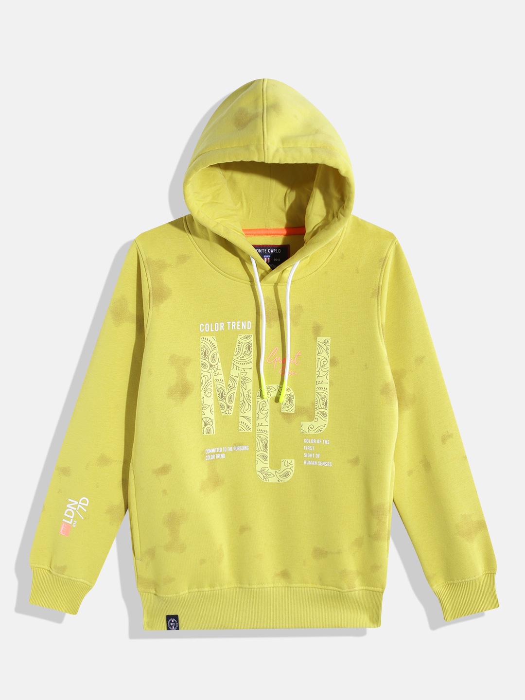 

Monte Carlo Boys Typography Printed Hooded Sweatshirt, Lime green