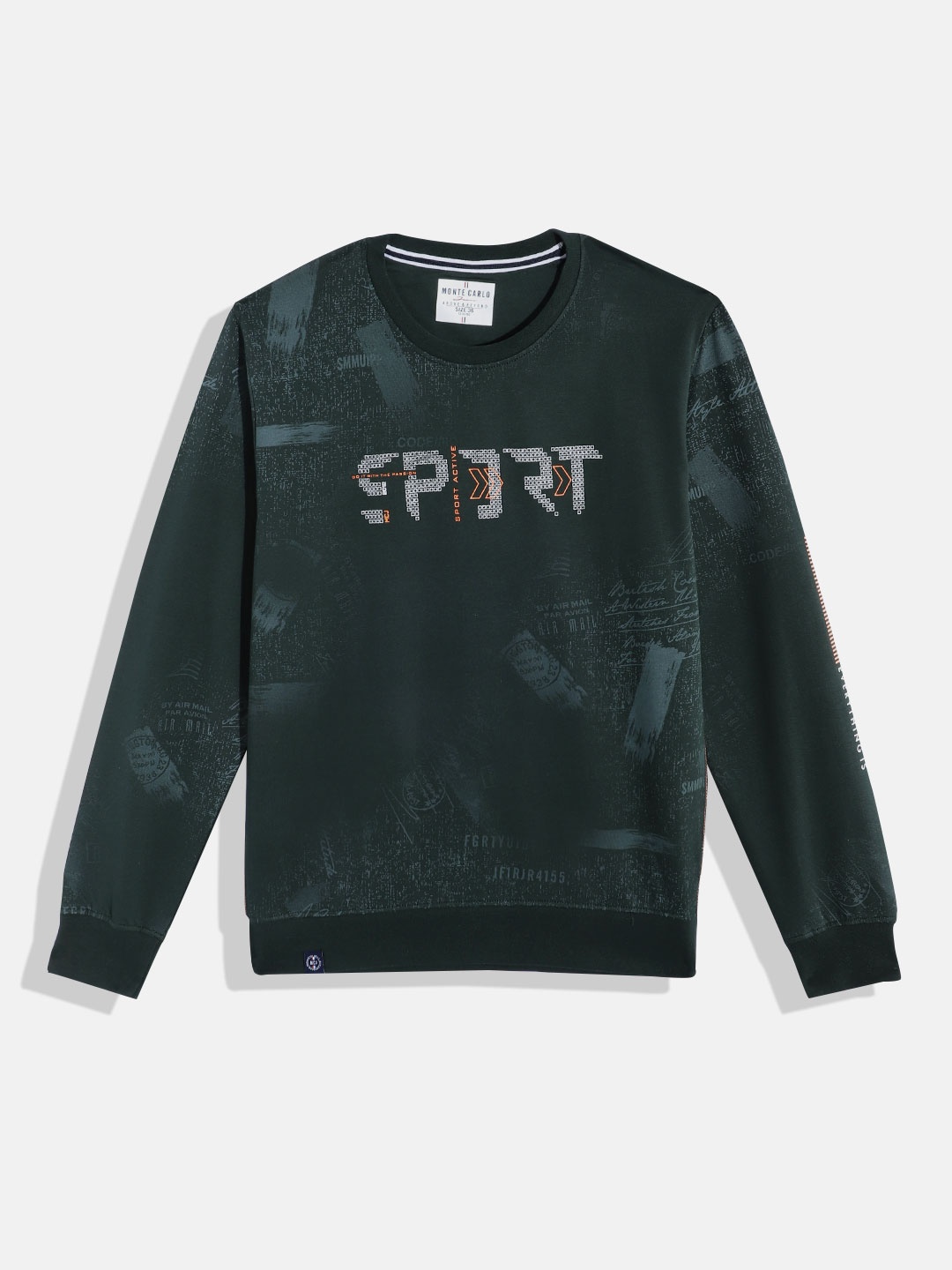 

Monte Carlo Teen Boys Printed Pure Cotton Sweatshirt, Green