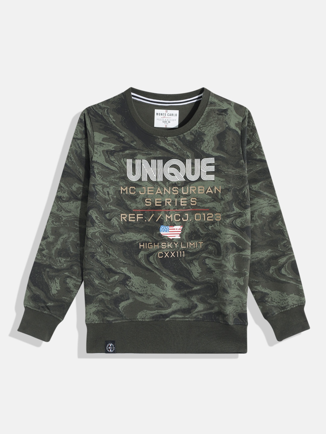 

Monte Carlo Boys Camouflage Printed Pure Cotton Sweatshirt, Olive