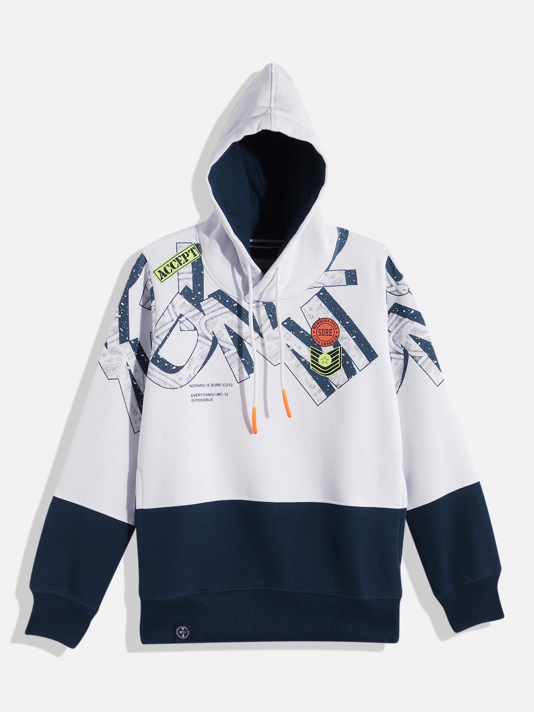 

Monte Carlo Boys Colourblocked & Printed Hooded Sweatshirt, White