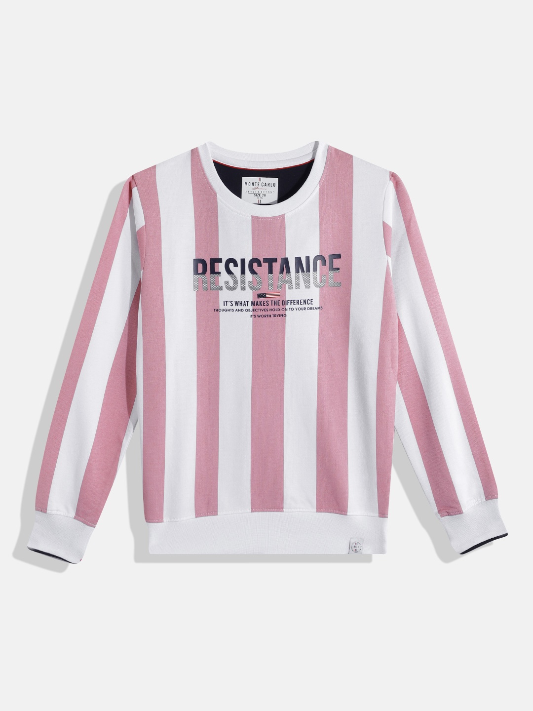 

Monte Carlo Boys Pure Cotton Striped Sweatshirt, Pink