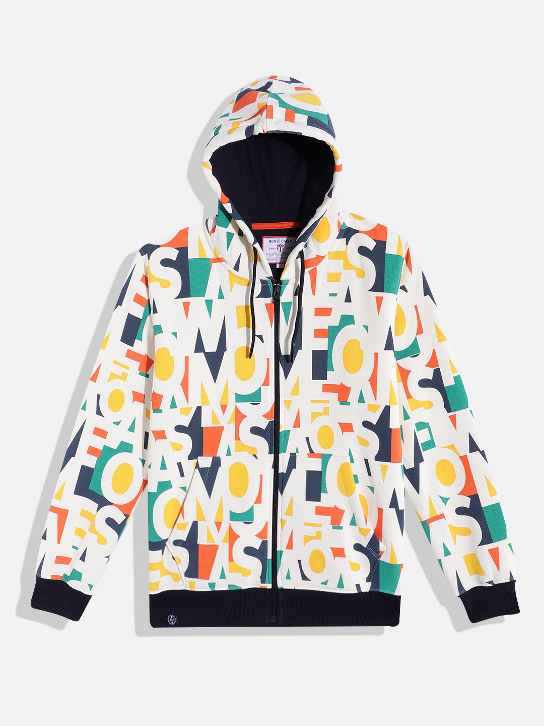 

Monte Carlo Teen Boys Typography Printed Front-Open Hooded Sweatshirt, Multi
