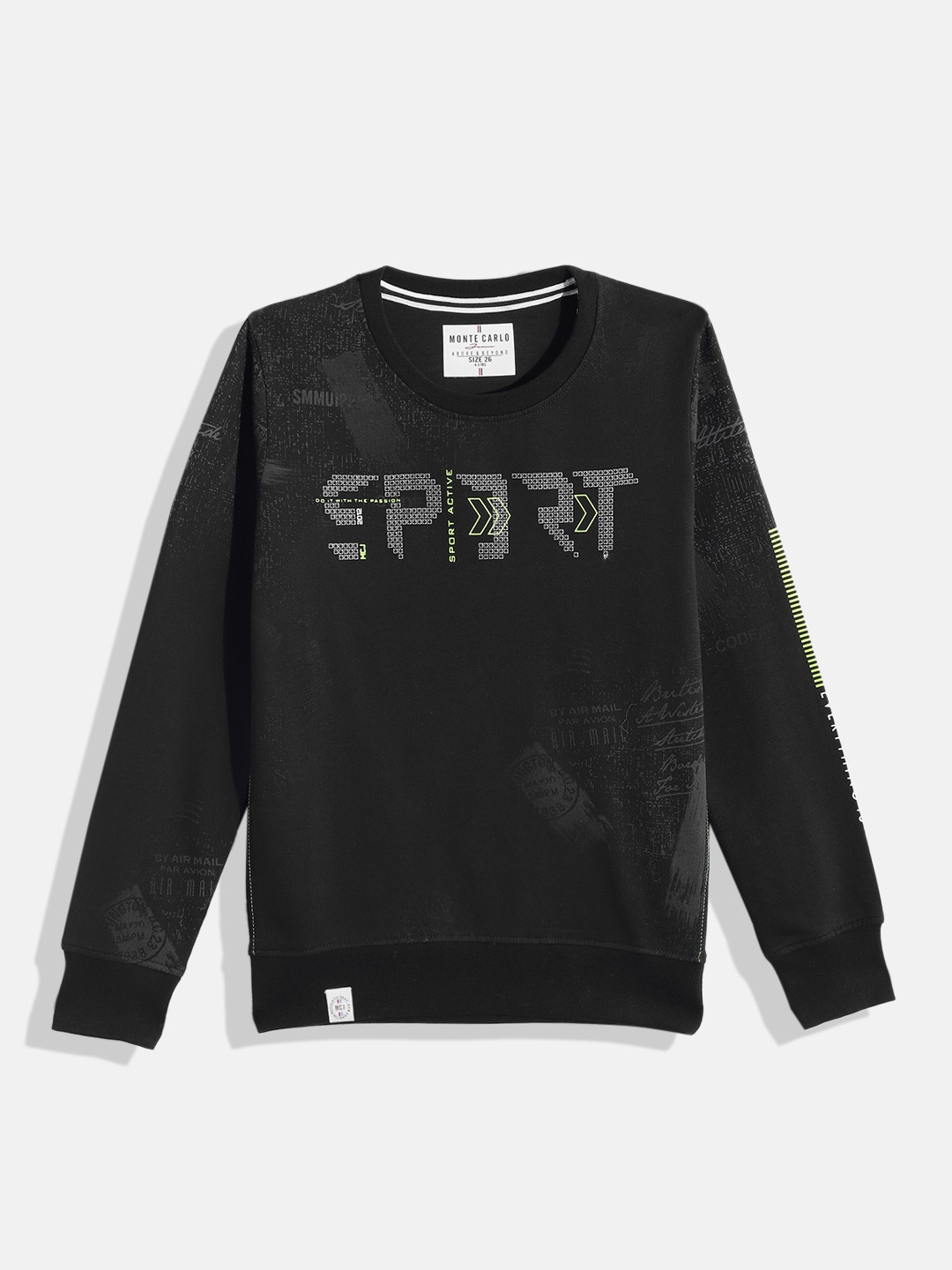 Monte Carlo Boys Typography Printed Sweatshirt, Black