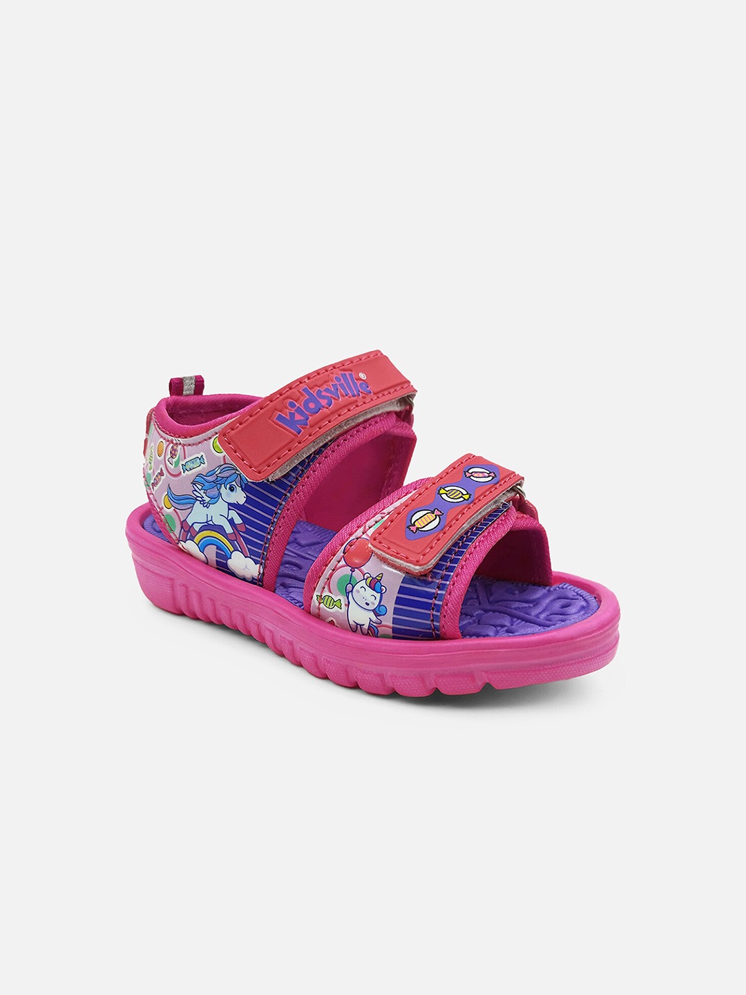 

Kids Ville Girls Unicorn Printed Sports Sandals With Velcro Closure, Pink