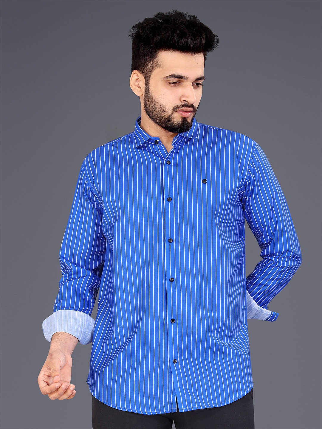 

GETCHI Premium Vertical Striped Casual Shirt, Blue