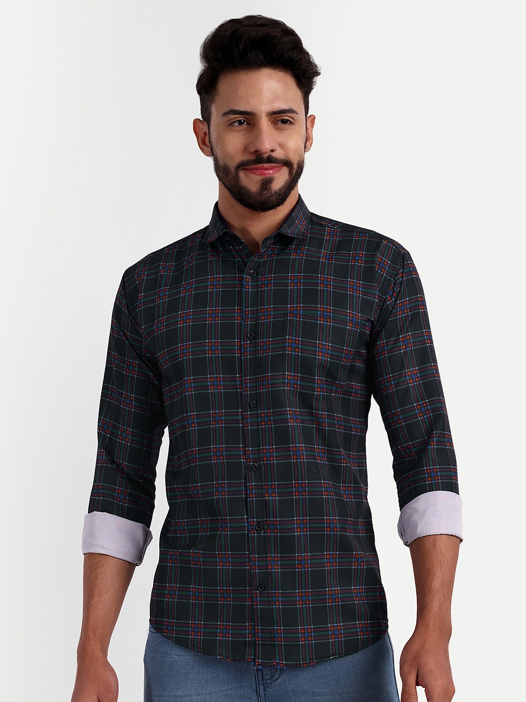 

GETCHI Premium Checked Casual Shirt, Black