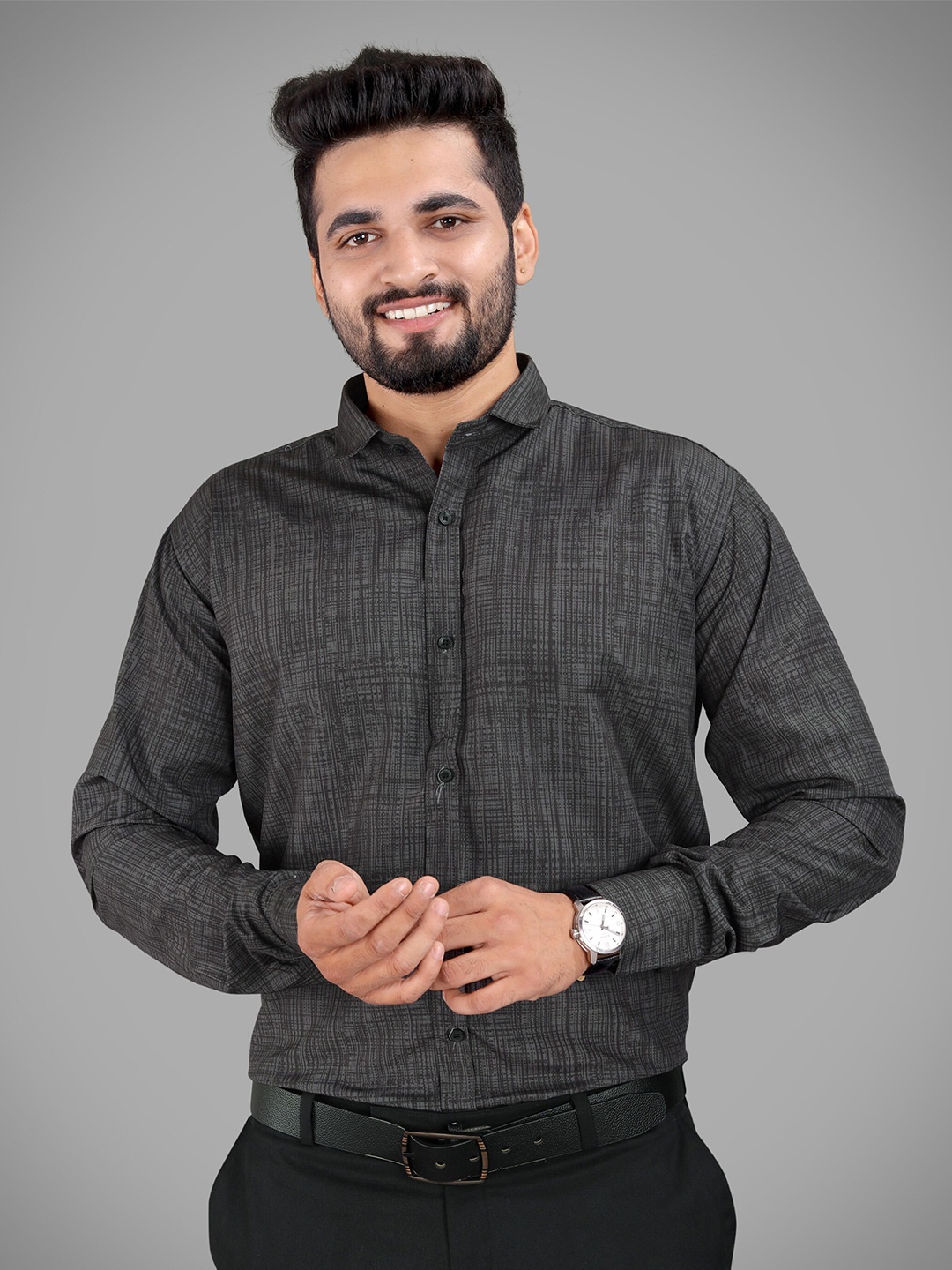 

GETCHI Cutaway Collar Premium Formal Shirt, Black