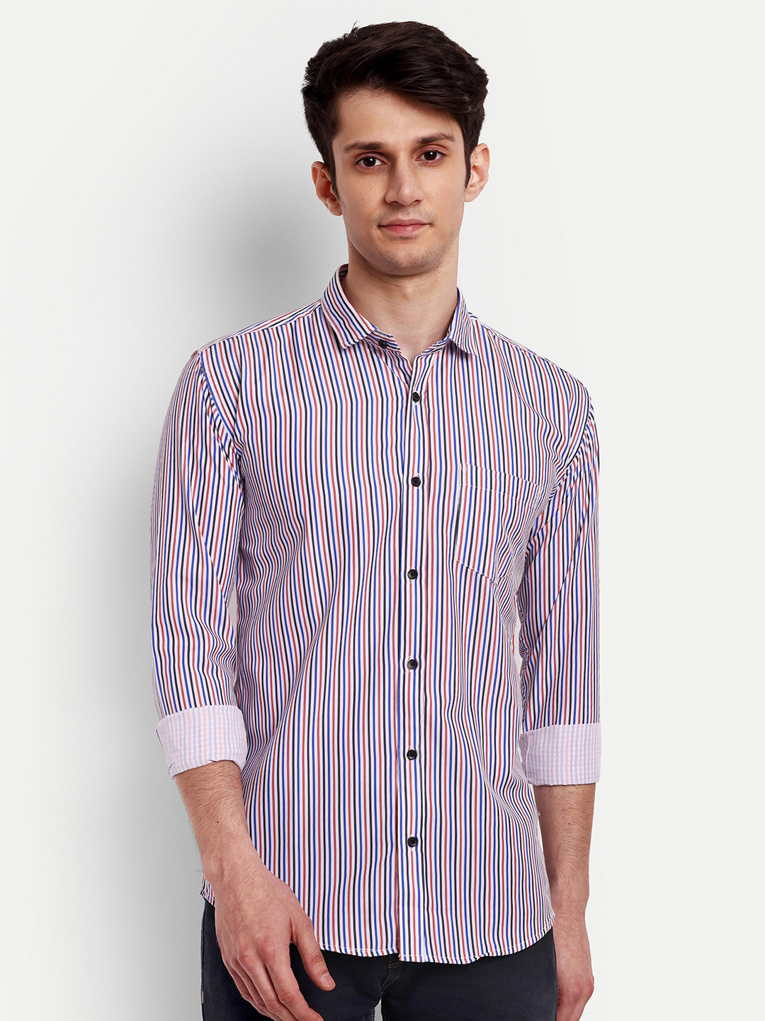

GETCHI Premium Vertical Striped Casual Shirt, White