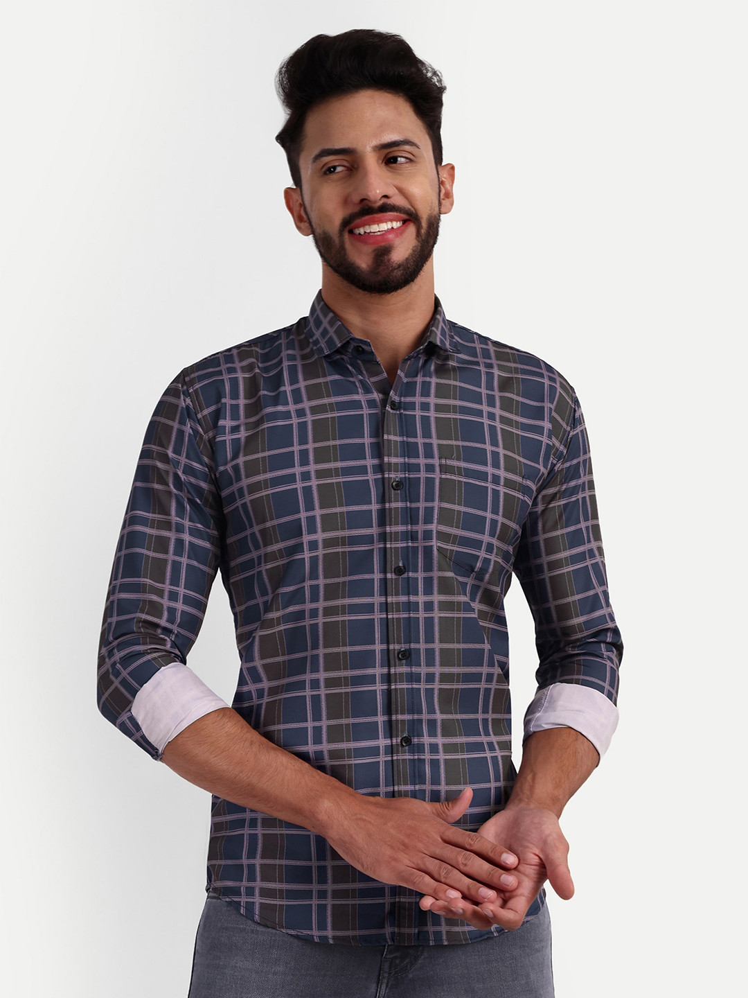

GETCHI Premium Checked Casual Shirt, Blue