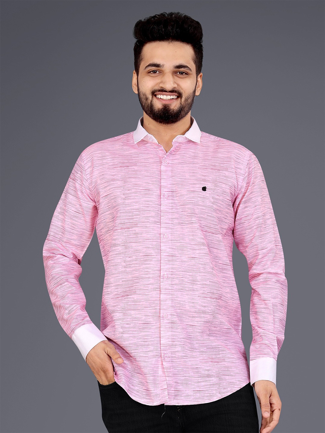 

GETCHI Abstract Printed Premium Casual Shirt, Pink