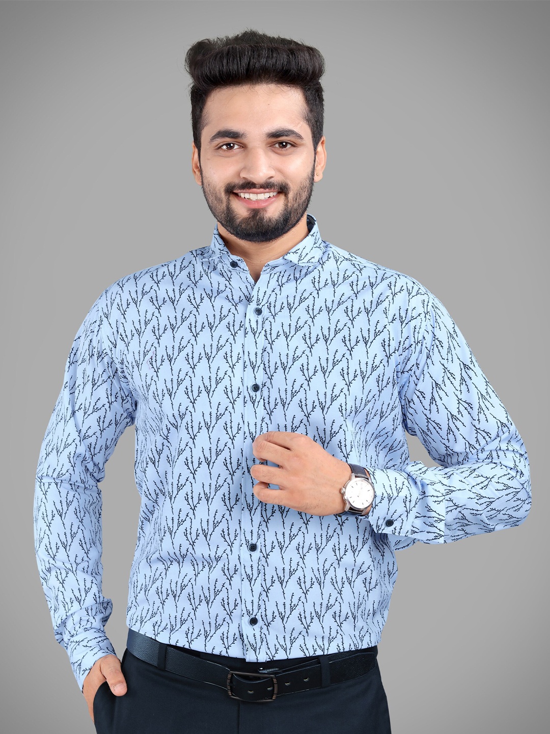 

GETCHI Floral Printed Premium Casual Shirt, Blue