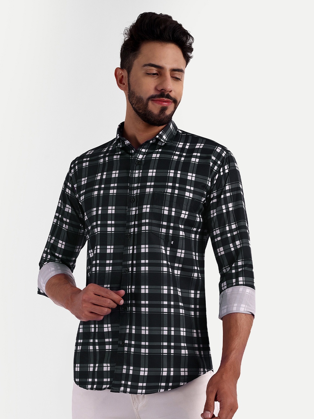 

GETCHI Premium Checked Casual Shirt, Black