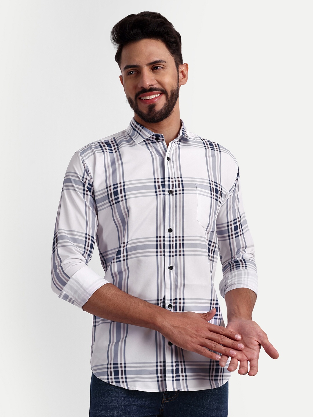 

GETCHI Premium Checked Casual Shirt, Off white