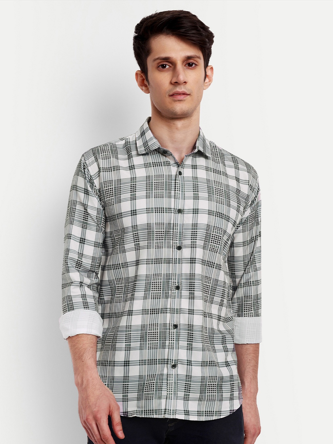 

GETCHI Premium Tartan Checked Casual Shirt, Off white