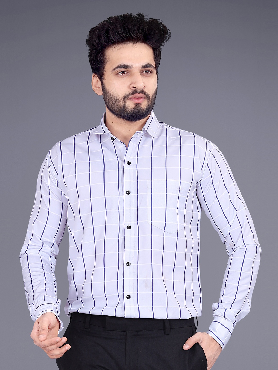 

GETCHI Other Checks Premium Casual Shirt, Blue