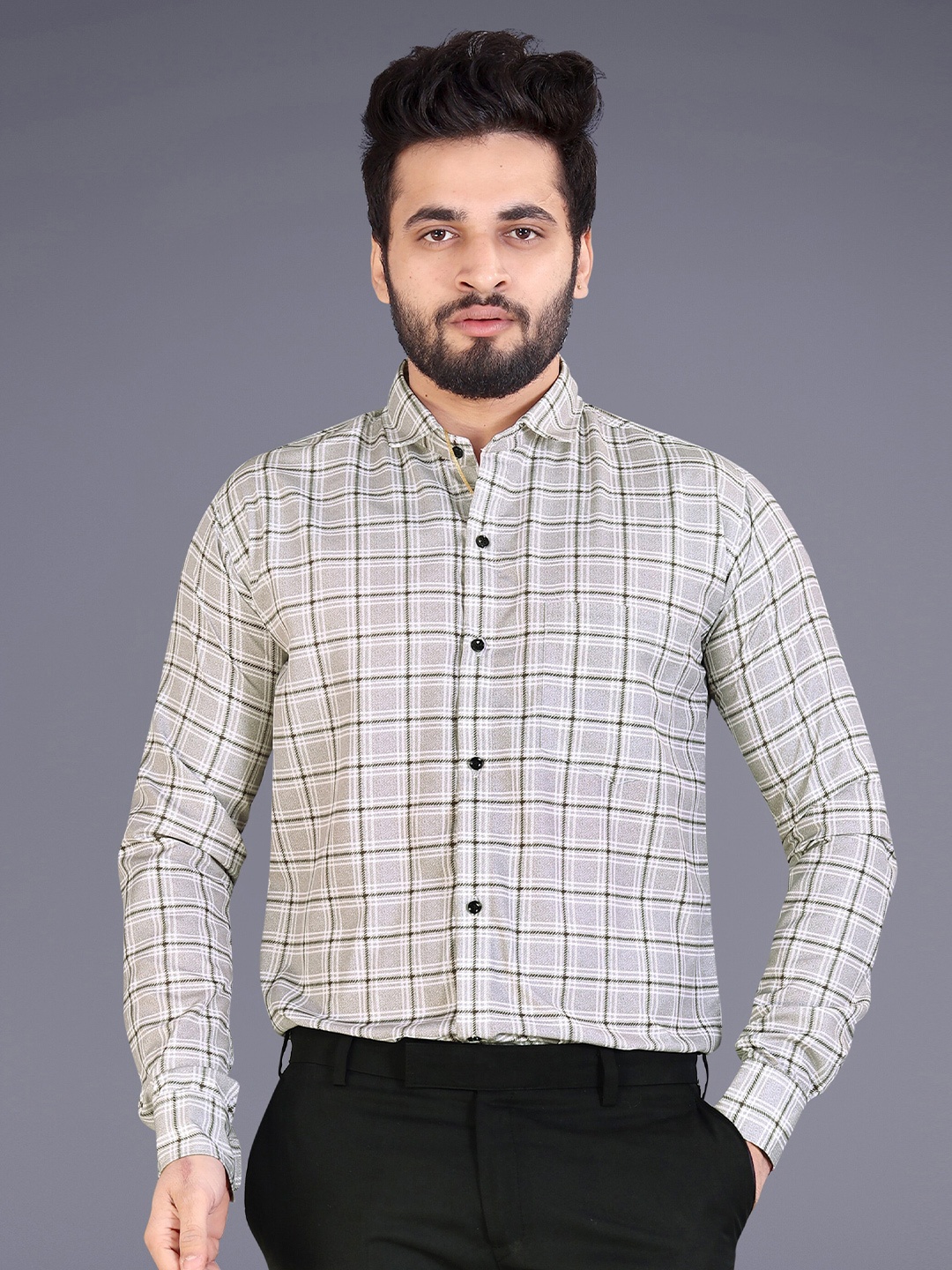 

GETCHI Other Checks Premium Casual Shirt, Beige