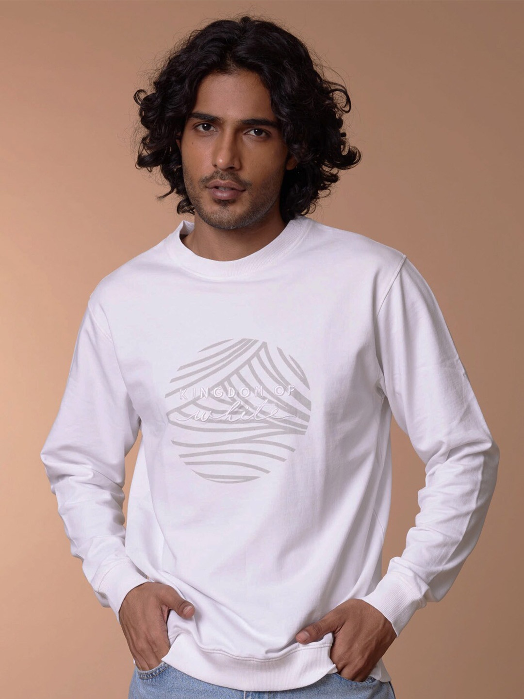 

KINGDOM OF WHITE Graphic Printed Cotton Sweatshirt