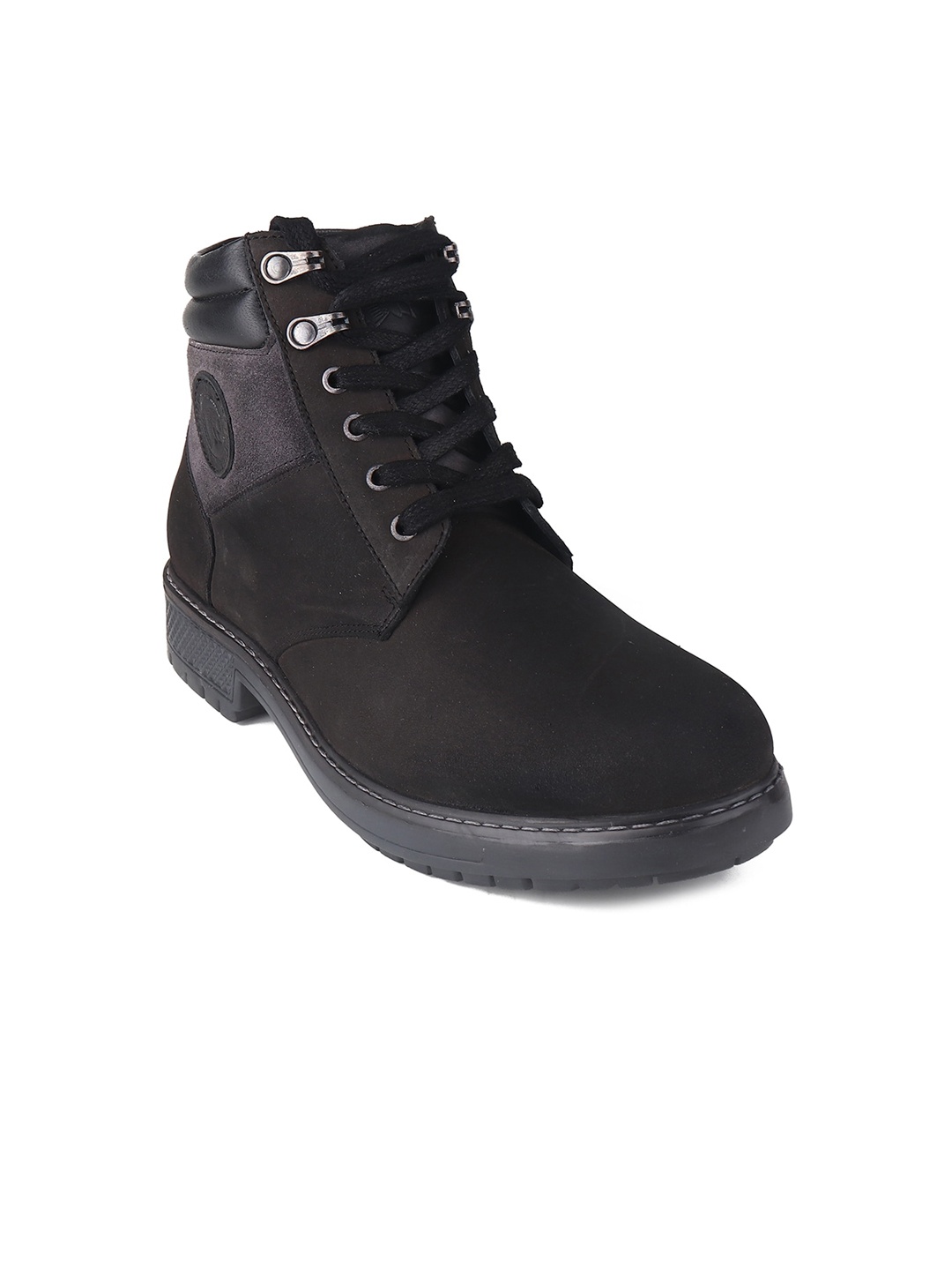 

Red Chief Men Leather Mid-Top Lightweight Regular Boots, Black