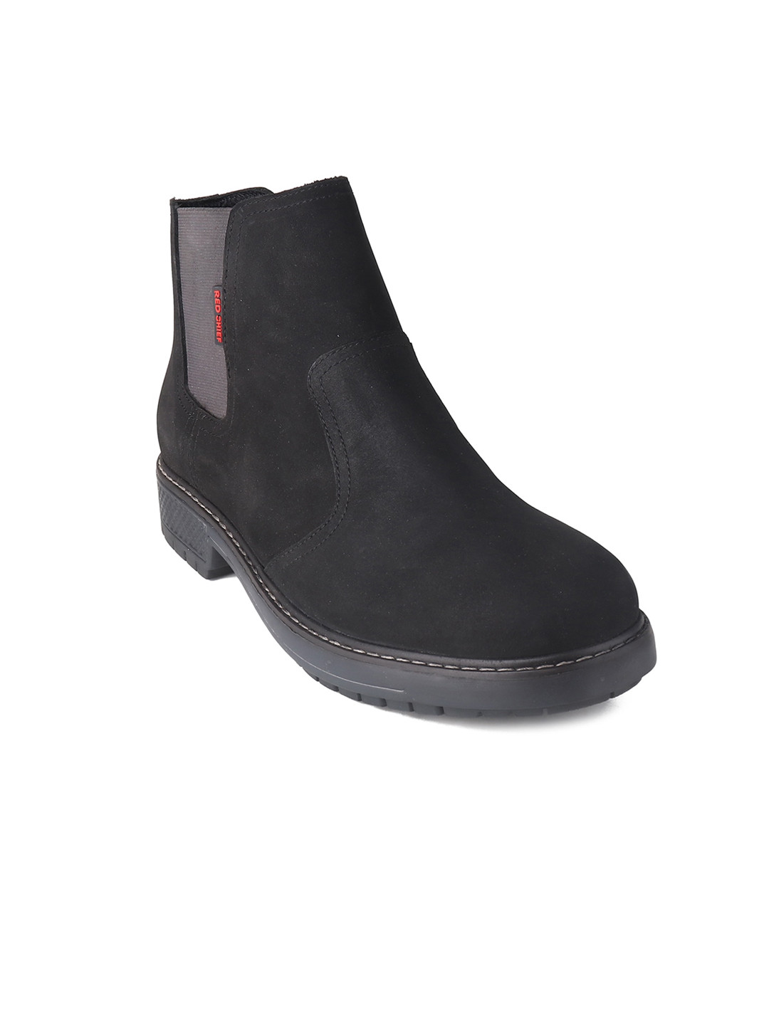 

Red Chief Men Leather Mid-Top Lightweight Chelsea Boots, Black