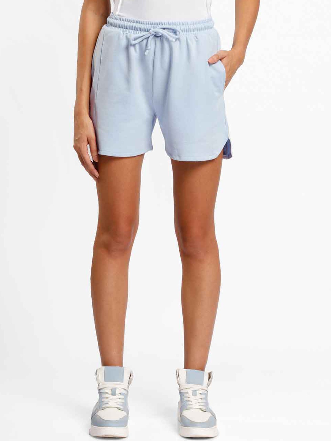 

NOBERO Women High-Rise Shorts, Blue