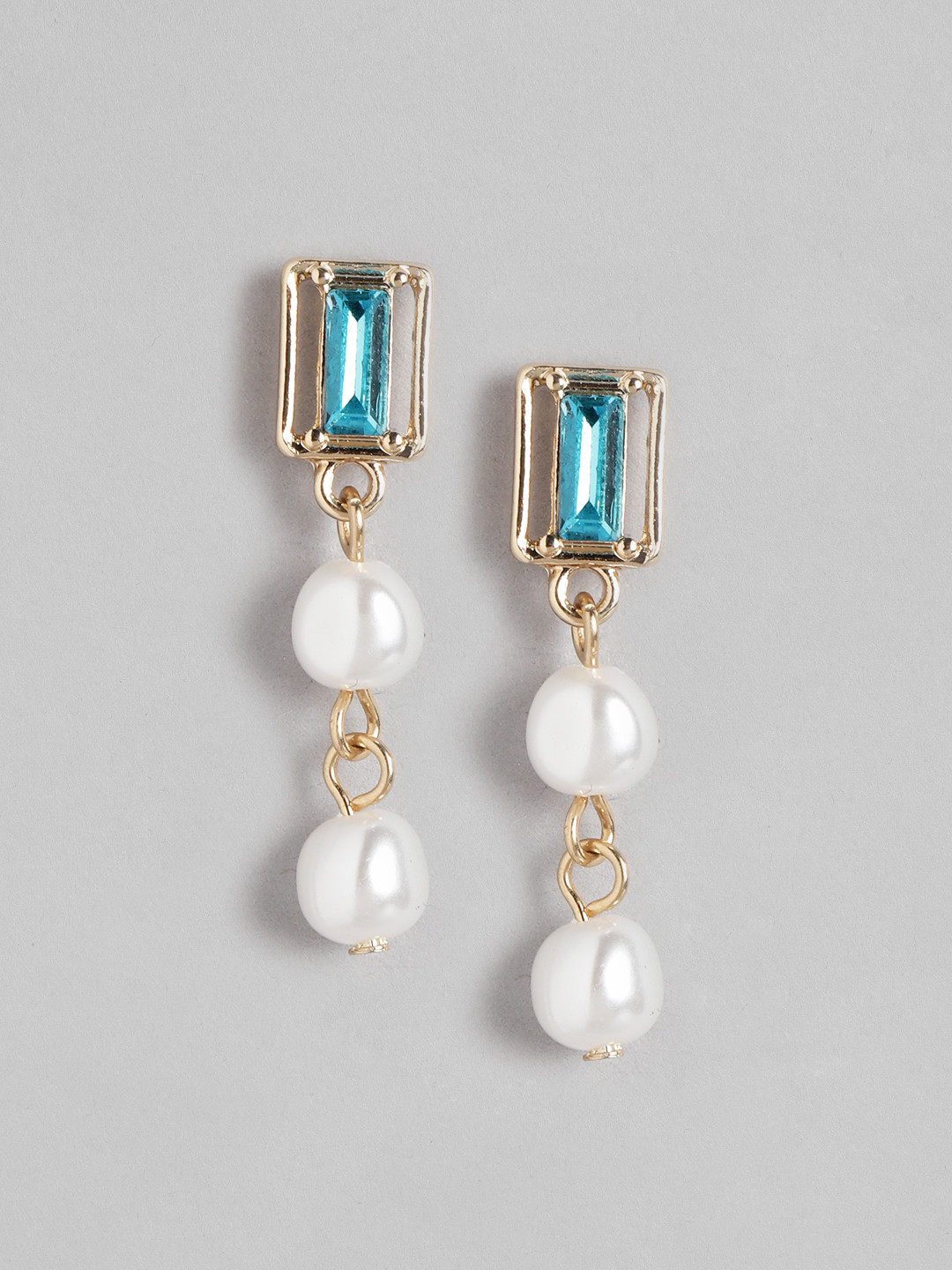 

Forever New Gold-Plated Contemporary Artificial Stones Drop Earrings, Blue