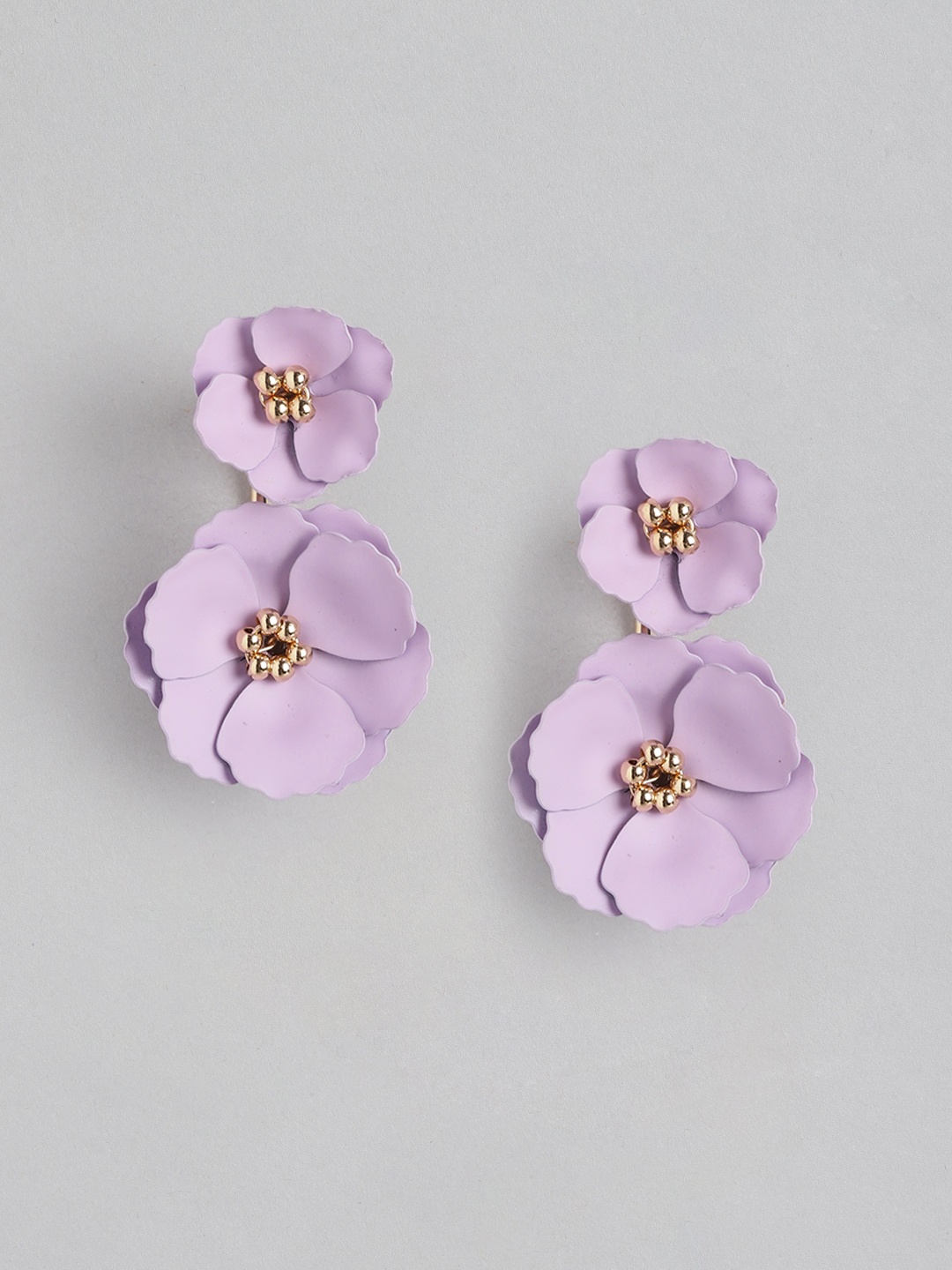 

Forever New Rose Gold-Plated Floral Studs Earrings, Purple