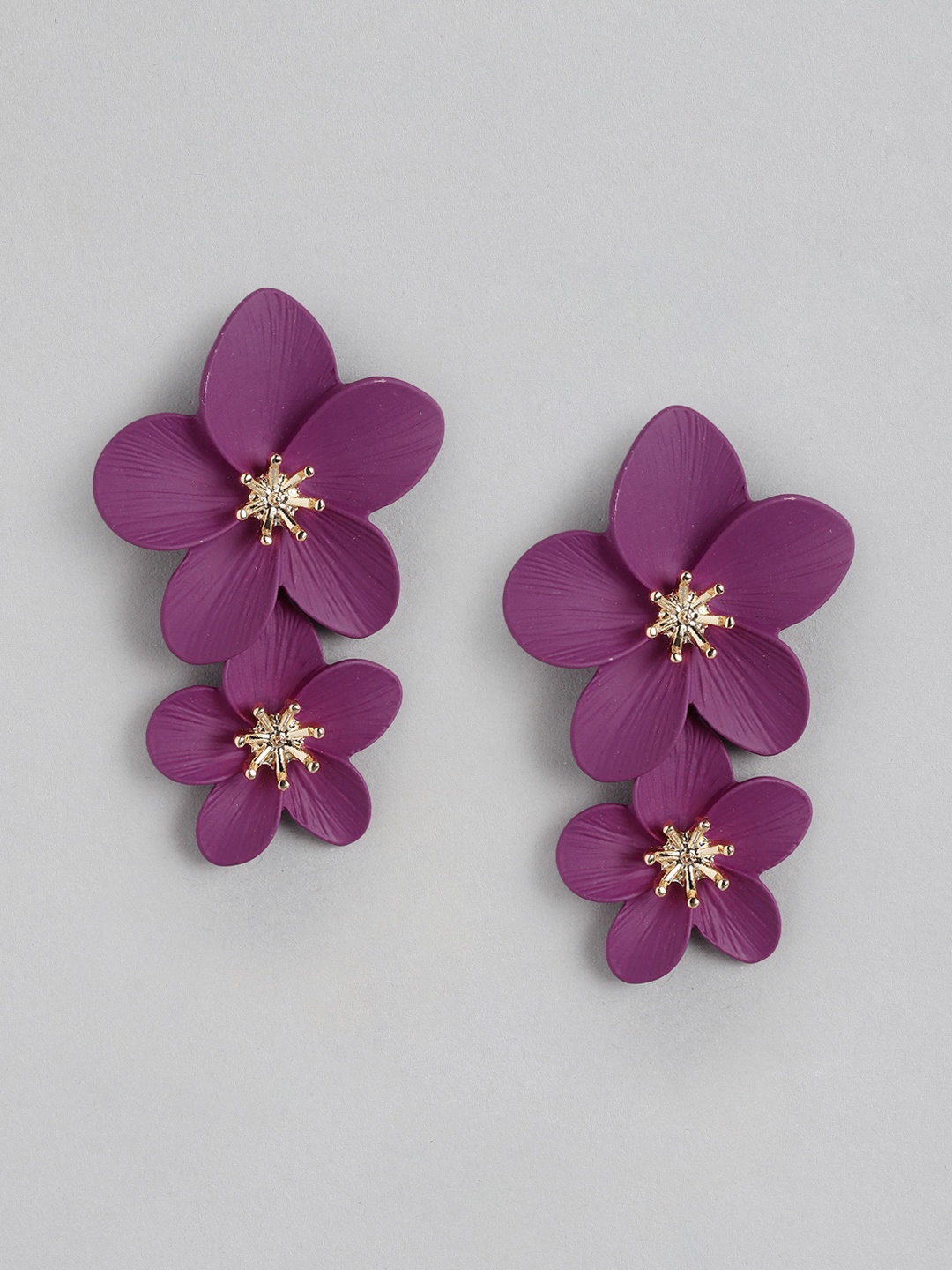 

Forever New Rose Gold-Plated Floral Studs Earrings, Purple