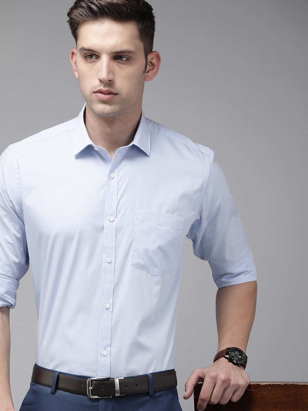 

Park Avenue Slim Fit Pure Cotton Formal Shirt, Blue