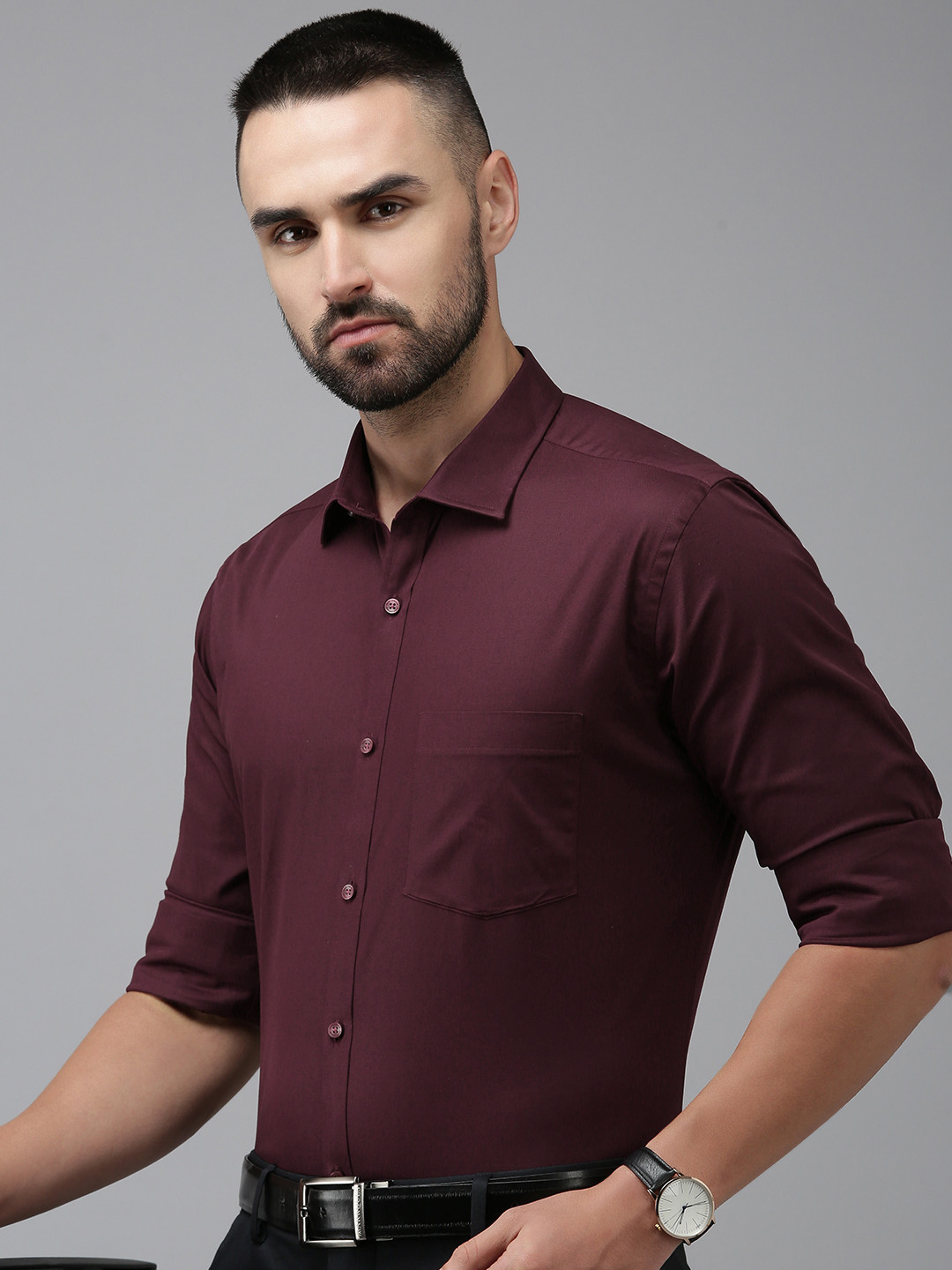 

Park Avenue Solid Slim Fit Formal Shirt, Maroon