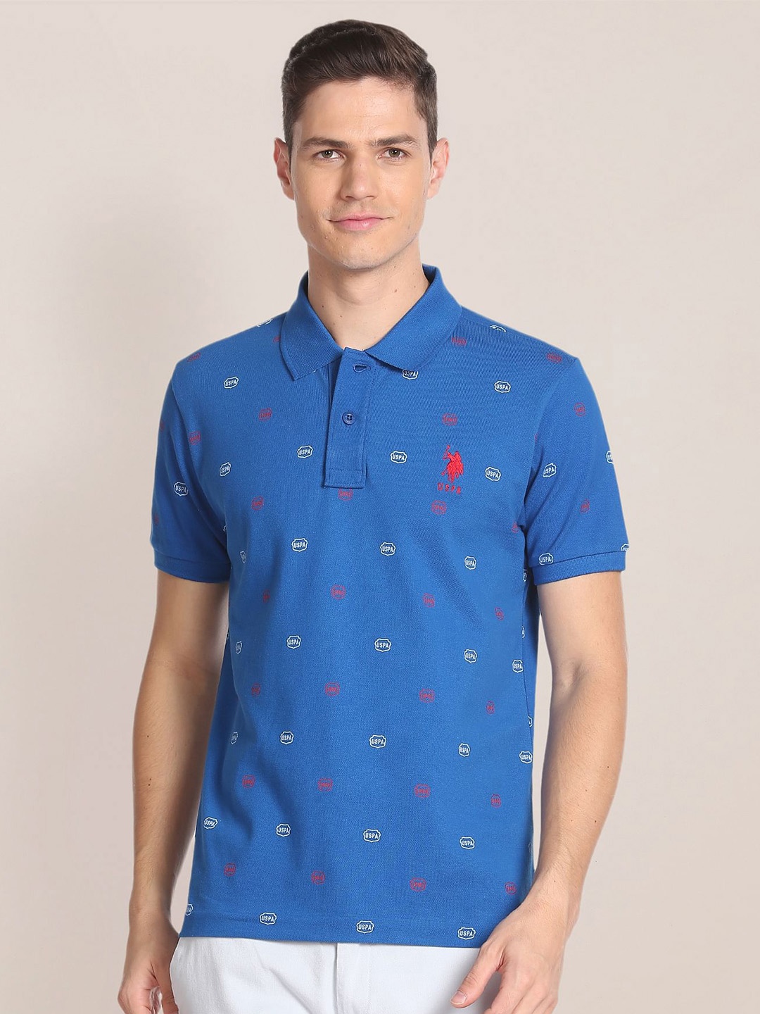

U.S. Polo Assn. Polo Collar Pure Cotton Slim Fit T-shirt, Blue