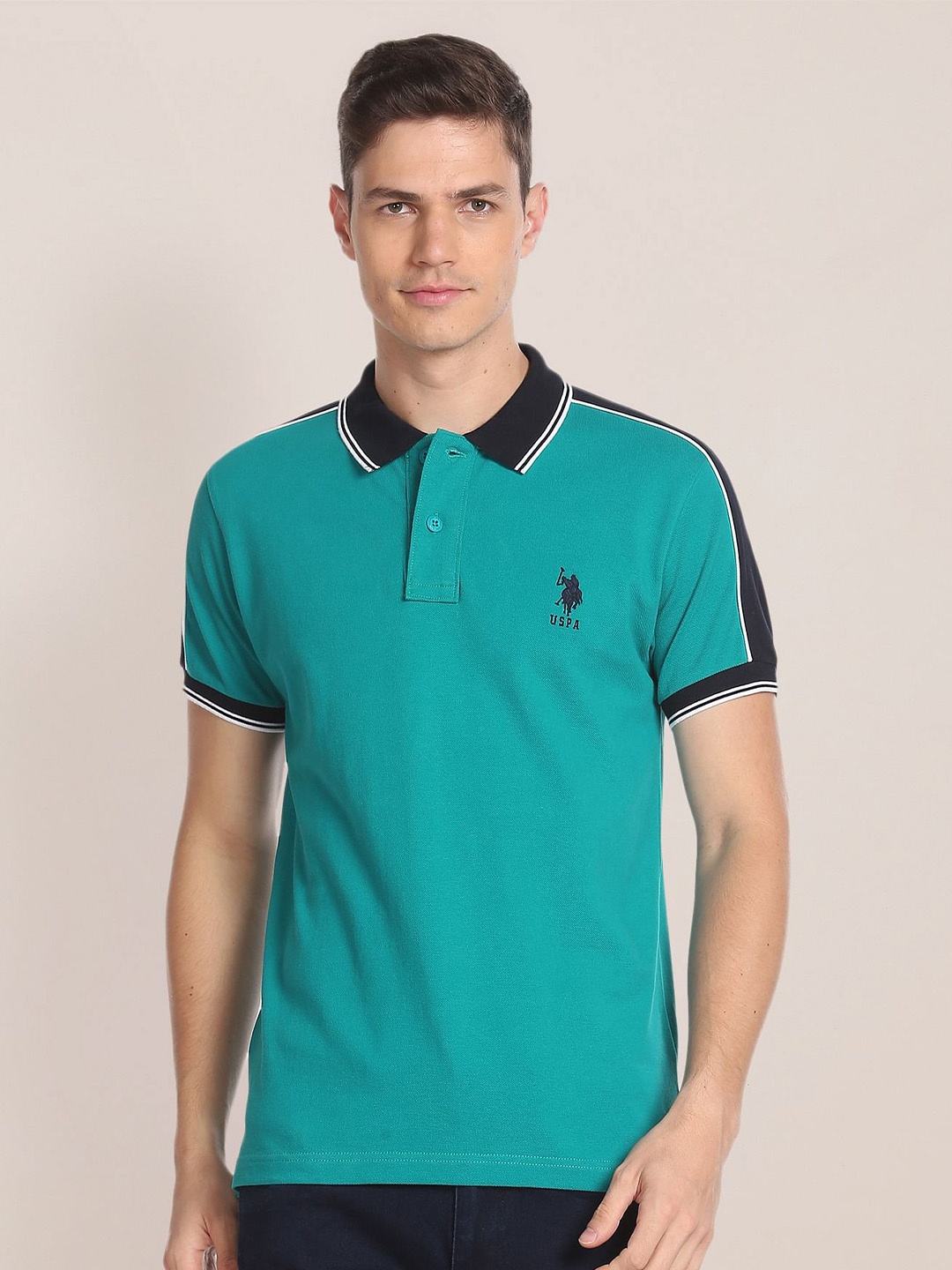 

U.S. Polo Assn. Polo Collar Pure Cotton Slim Fit T-shirt, Green