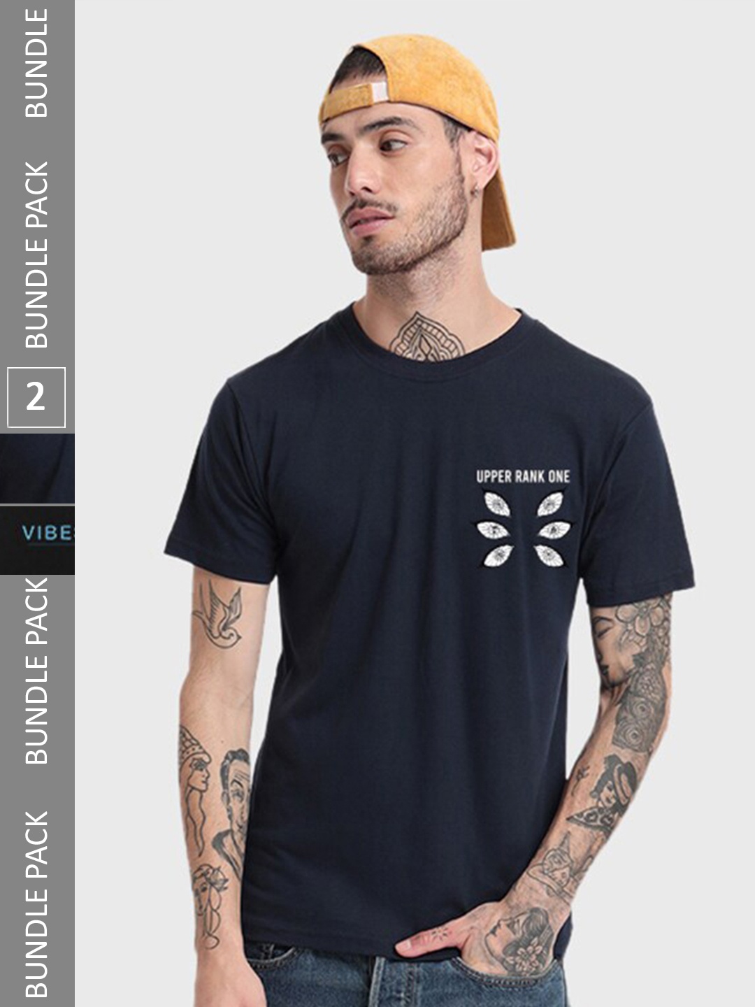 

Bewakoof Pack Of 2 Printed Round Neck T-shirts, Black