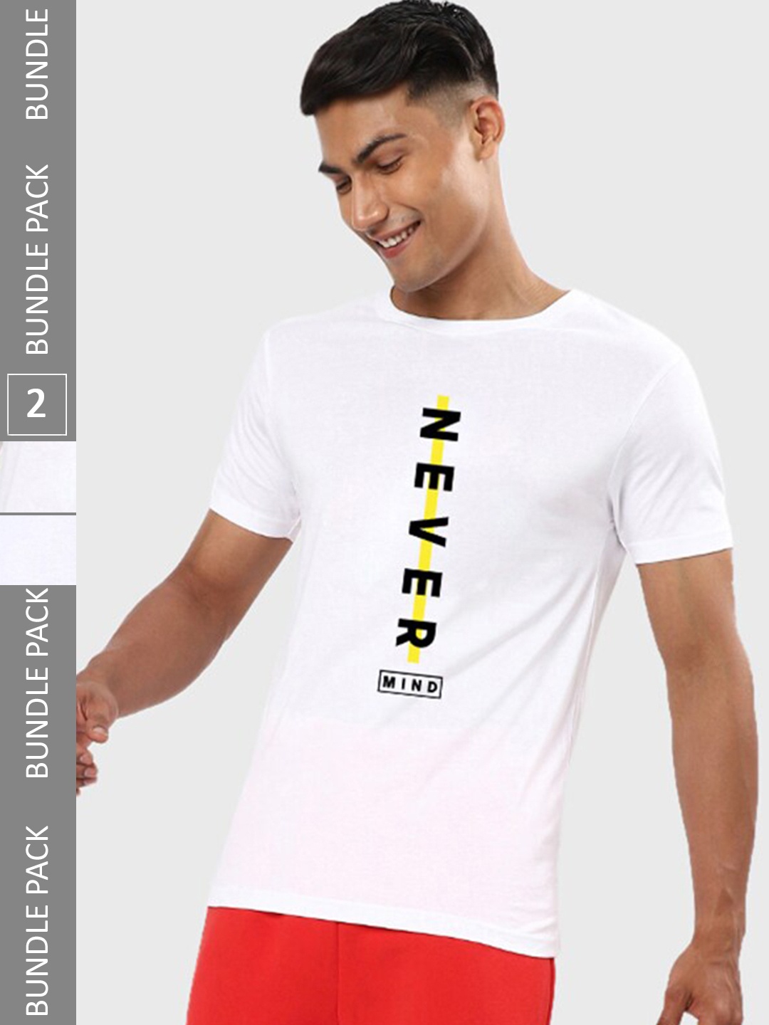 

Bewakoof White Pack Of 2 Typography Printed Pure Cotton T-shirts