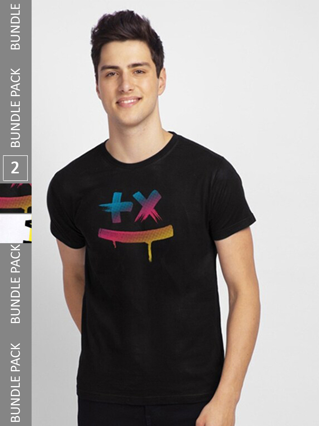 

Bewakoof Black & white Pack Of 2 Printed Pure Cotton T-shirts