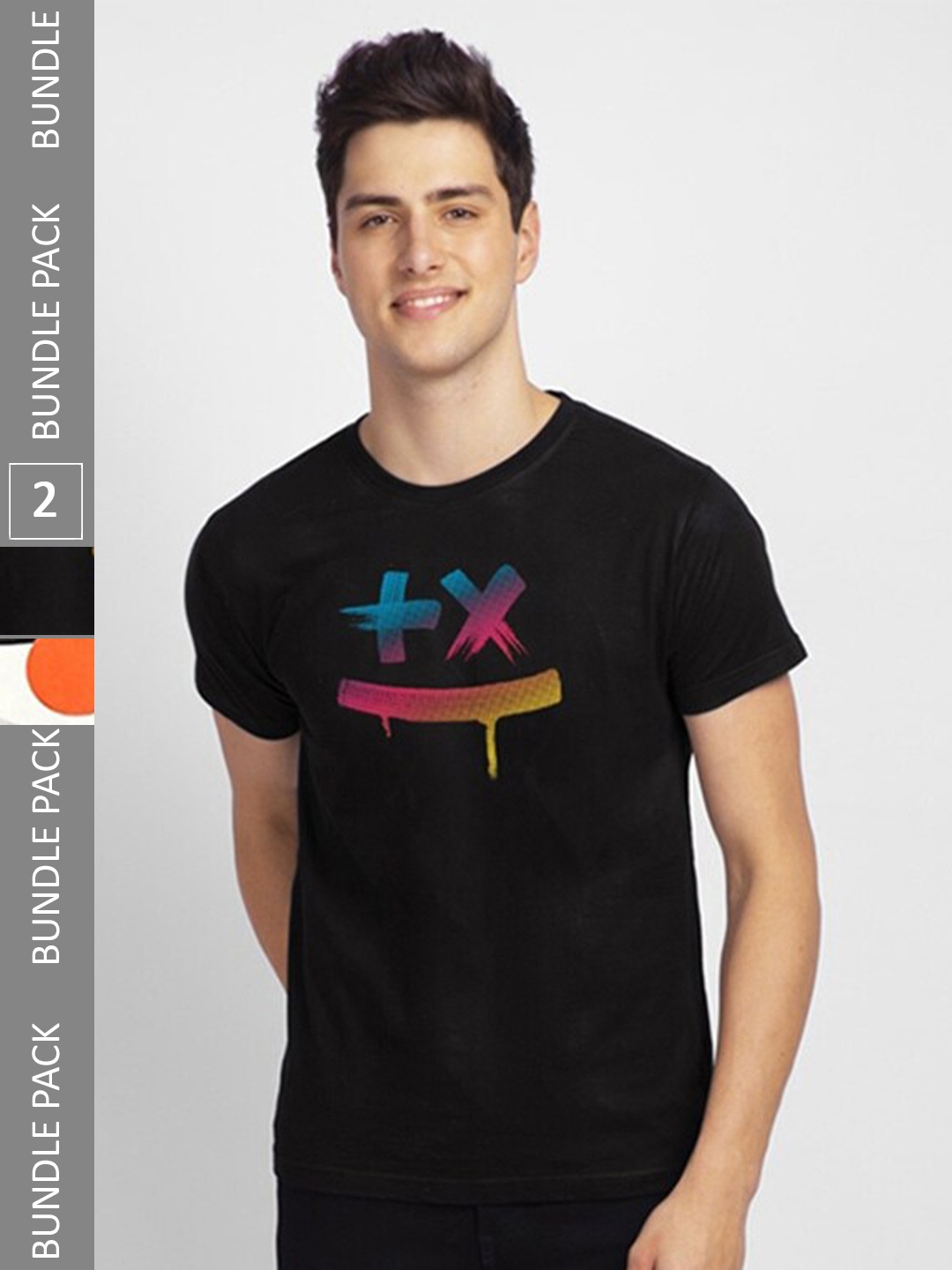 

Bewakoof Pack Of 2 Graphic Printed Pure Cotton T-Shirts, Black