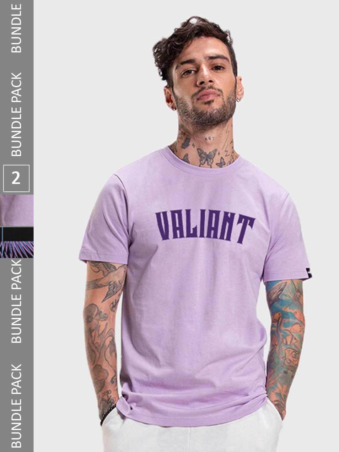 Bewakoof Pack Of 2 Typography Printed Pure Cotton T-shirts, Purple
