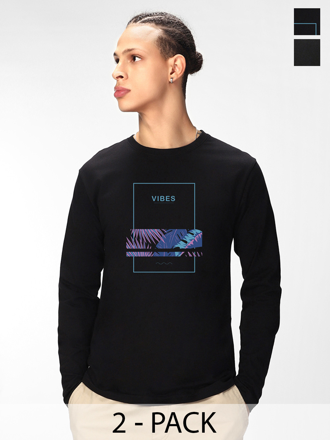 

Bewakoof Men Black 2 T-shirt