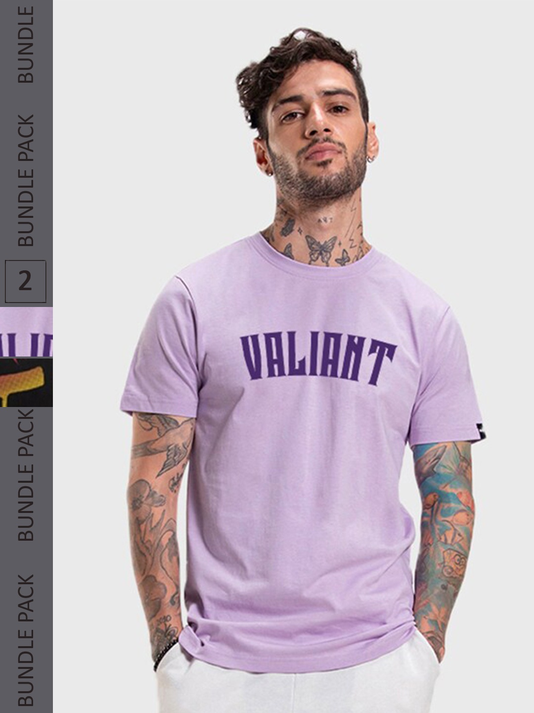 

Bewakoof Pack of 2 Printed Pure Cotton T-shirts, Purple