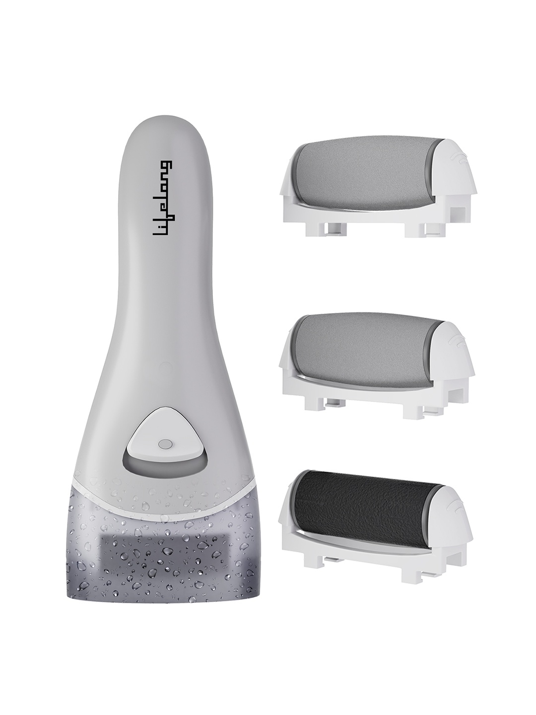 

Lifelong Callus Remover for Feet & Heels - 3 Roller Heads with Adapter, Grey