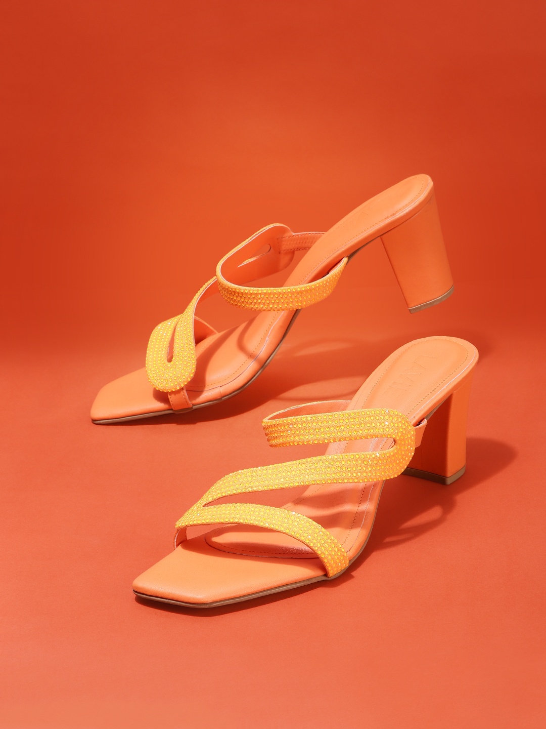 

Lavie Textured Block Heels, Orange