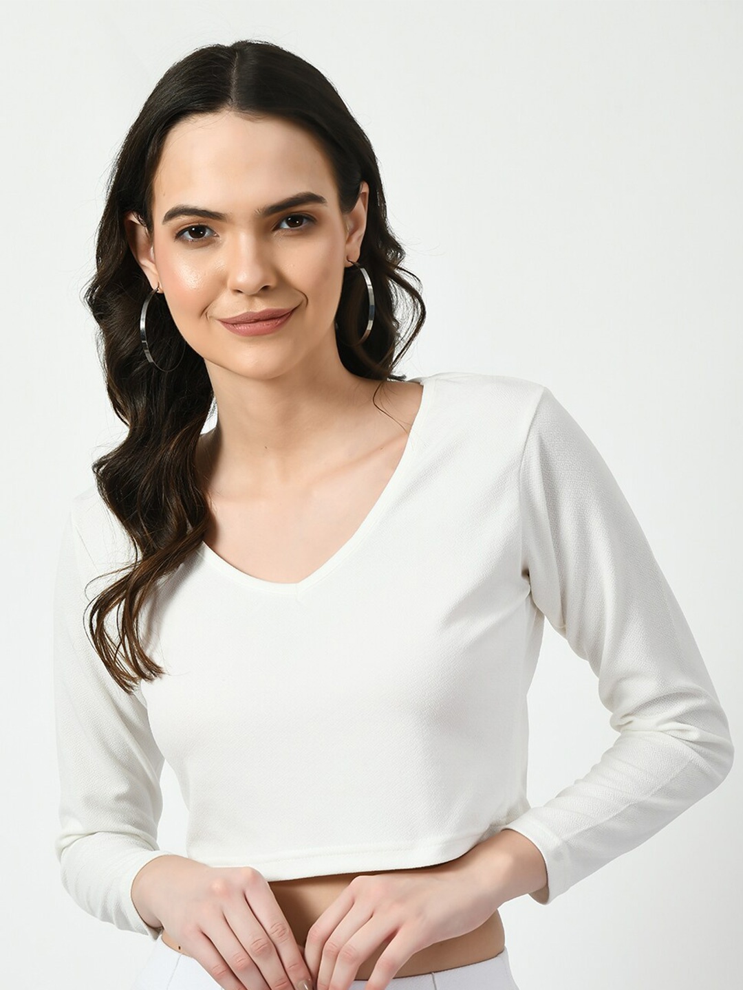 

CLAFOUTIS V-Neck Long Sleeves Top, White