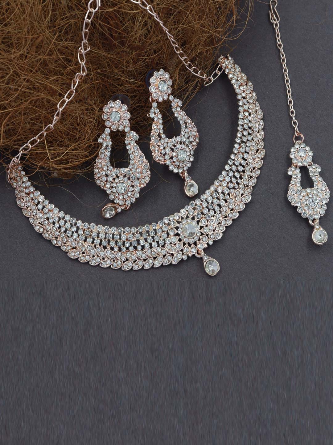 

Rhymee Rose Gold-Plated Ammerican Diamond- Studded Jewellery Set