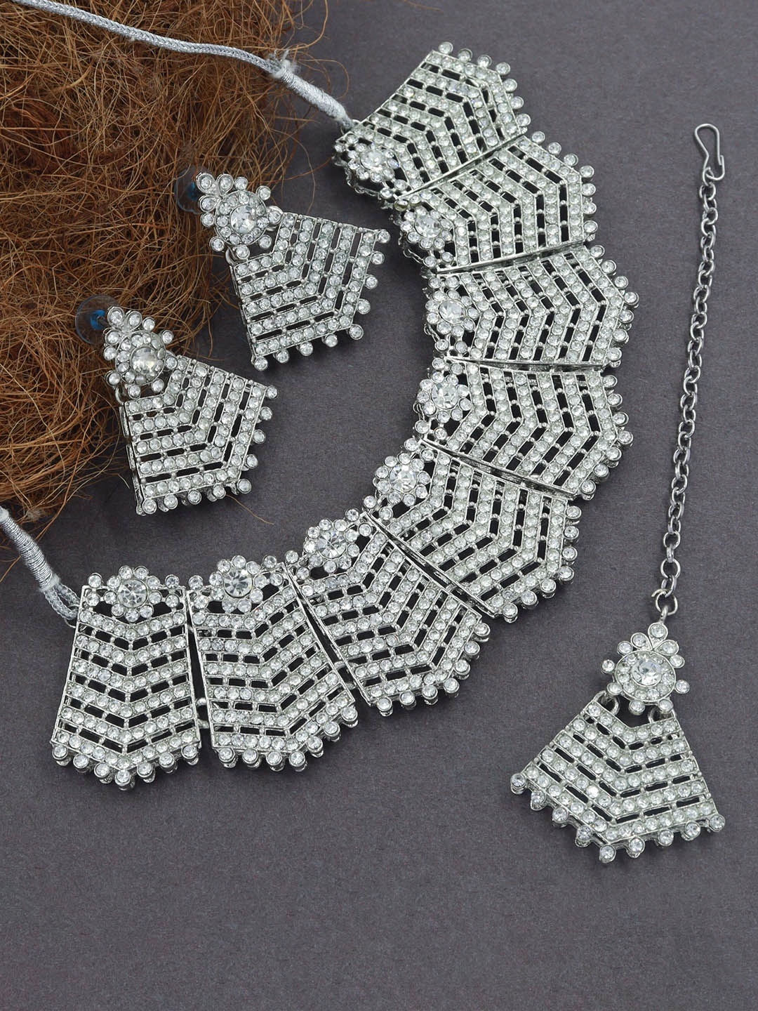

Rhymee Silver-Plated AD Studded Jewellery Set